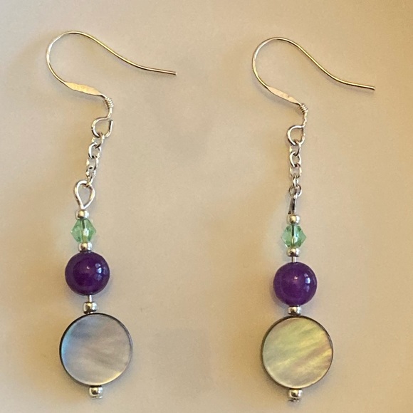 Abalone Coin Earrings - Picture 2 of 4